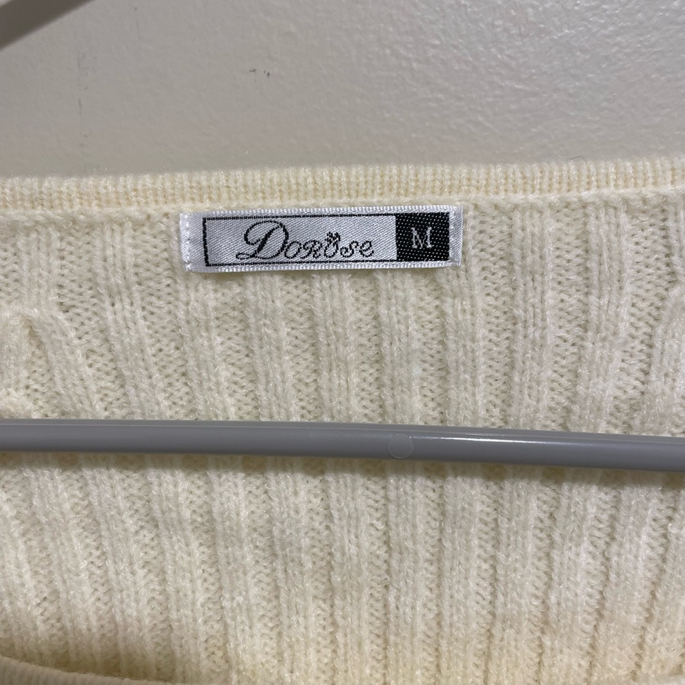 Dorose Cream Ribbed Sweater - Picture 3 of 4